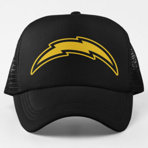 NEW Chargers Bolt Monochrome Pop Foam Trucker Mesh Snapback Hat BLACK